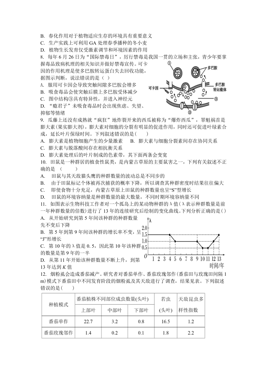 湖南省株洲市炎陵县2023-2024学年高二上学期12月期中考试生物学试题（含答案解析）