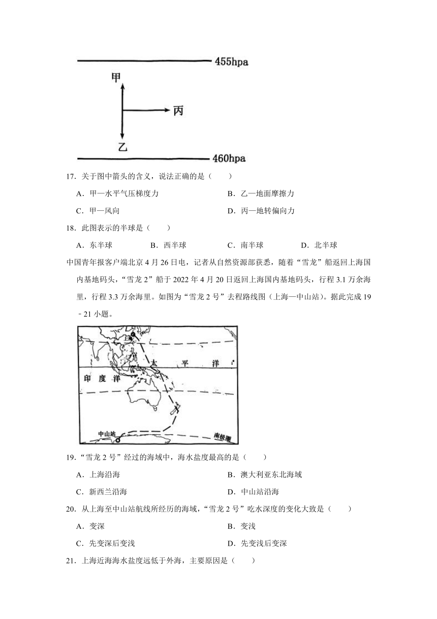 江苏省连云港市七校2023-2024学年高一上学期期中联考地理试卷（含解析）