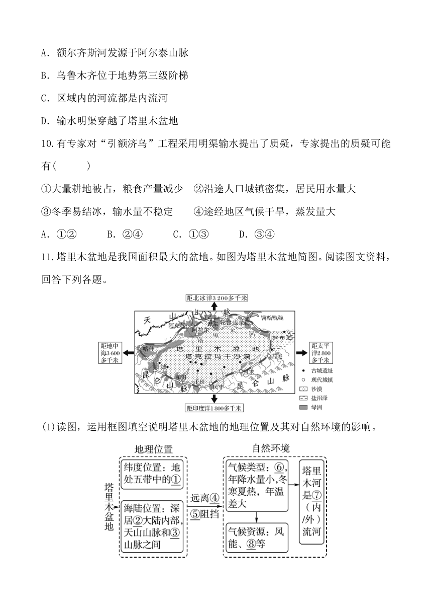 第八章 西北地区 同步训练（含答案）八年级地理下学期商务星球版