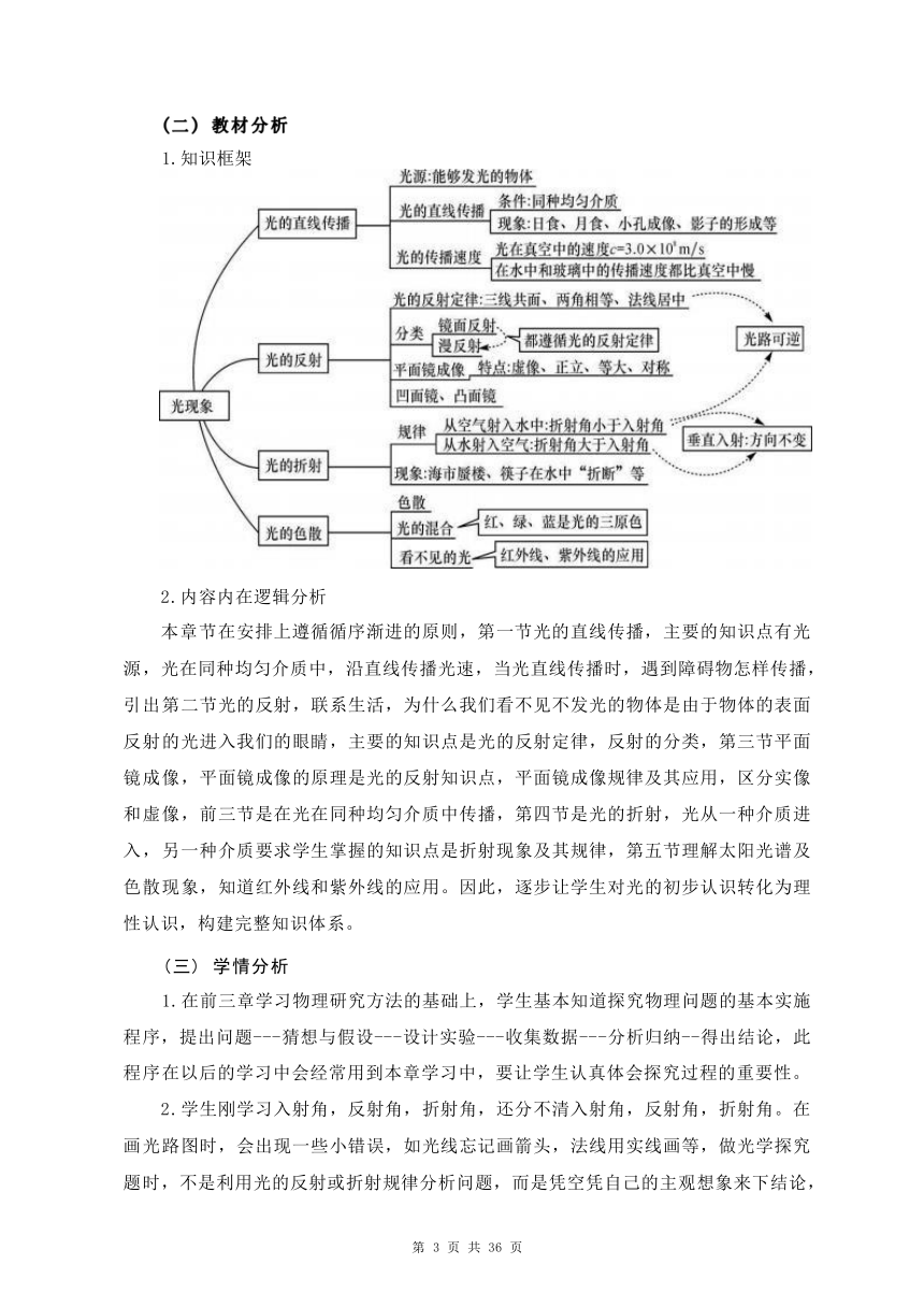 第四章《光现象》单元作业整体设计（含答案）2023-2024学年度人教版物理八年级上册