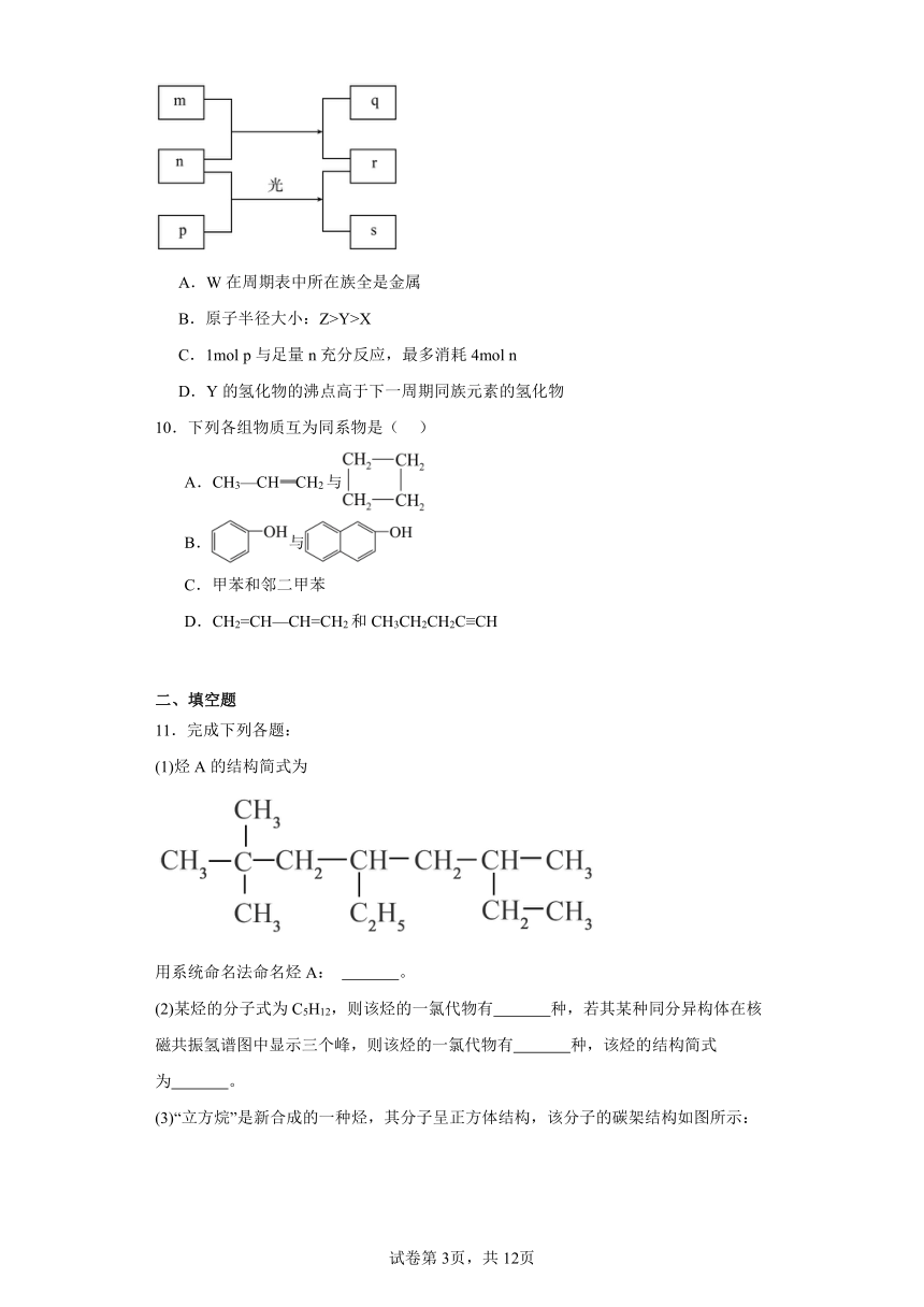 2.1烷烃同步练习（含解析）2023-2024学年人教版（2019）高中化学选择性必修3