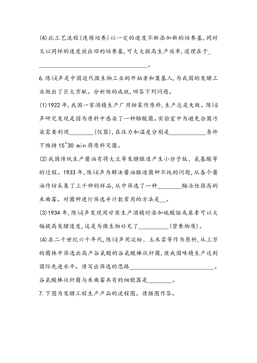 1.3《发酵工程及其应用》课时同步练2023~2024学年高中生物人教版（2019）选择性必修3（含答案）