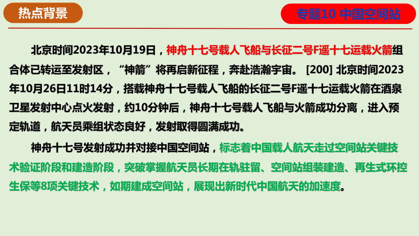 专题10 中国空间站（课件）2024年高考地理热点例析（全国通用）（41张）