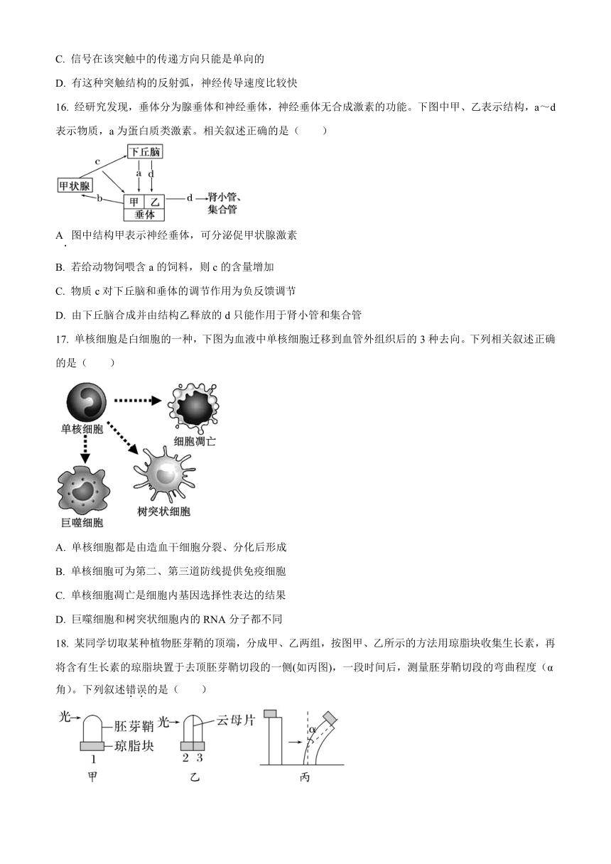 江苏省扬州市邗江区2023-2024学年高二上学期期中调研测试生物（解析版）