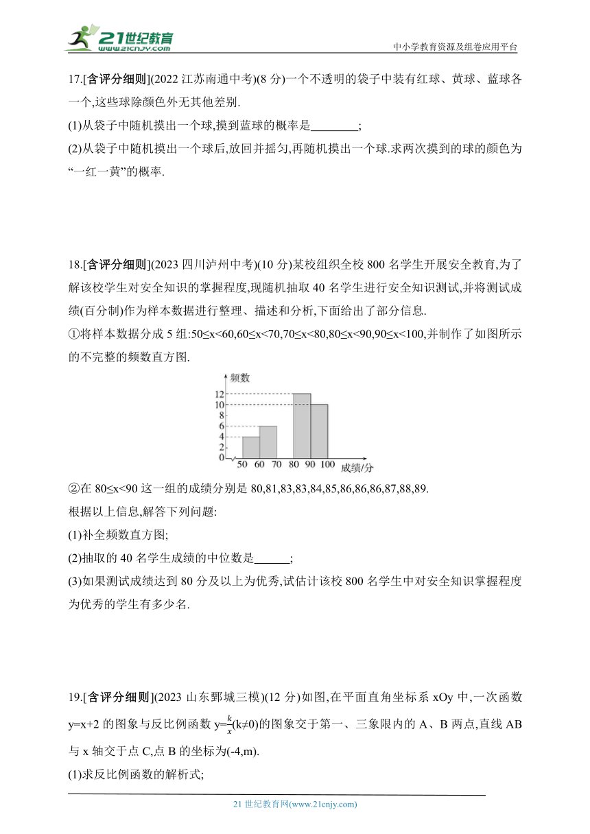 2024青岛版数学九年级下学期课时练--期中素养综合测试（含解析）