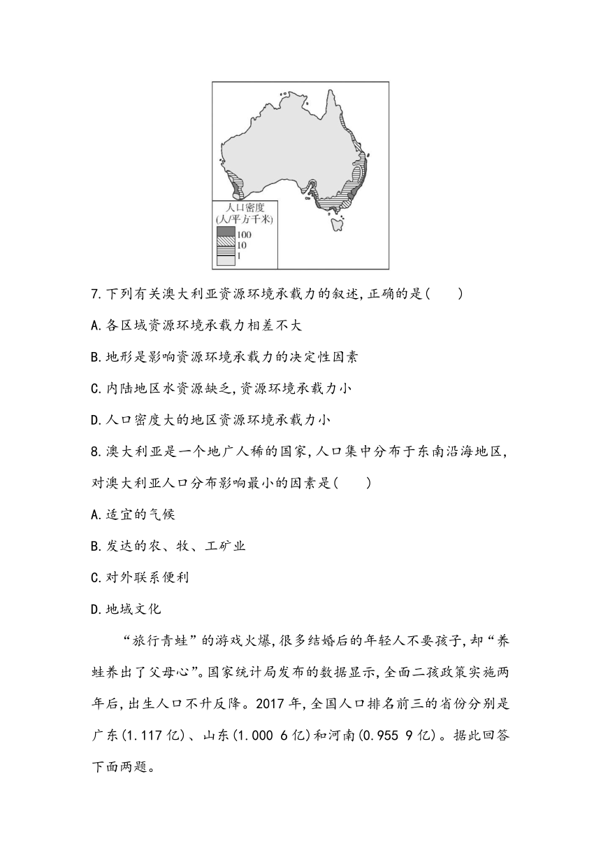 2.1第一章《人口》章节小测2023~2024学年高中地理人教版（2019）必修2（含答案）