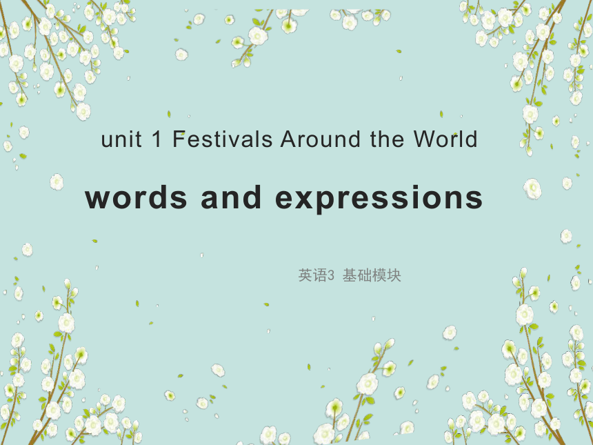 中职英语高教版（2021）基础模块3 Unit 1 Festivals Around The World words and expressions 重点讲解课件（35张）