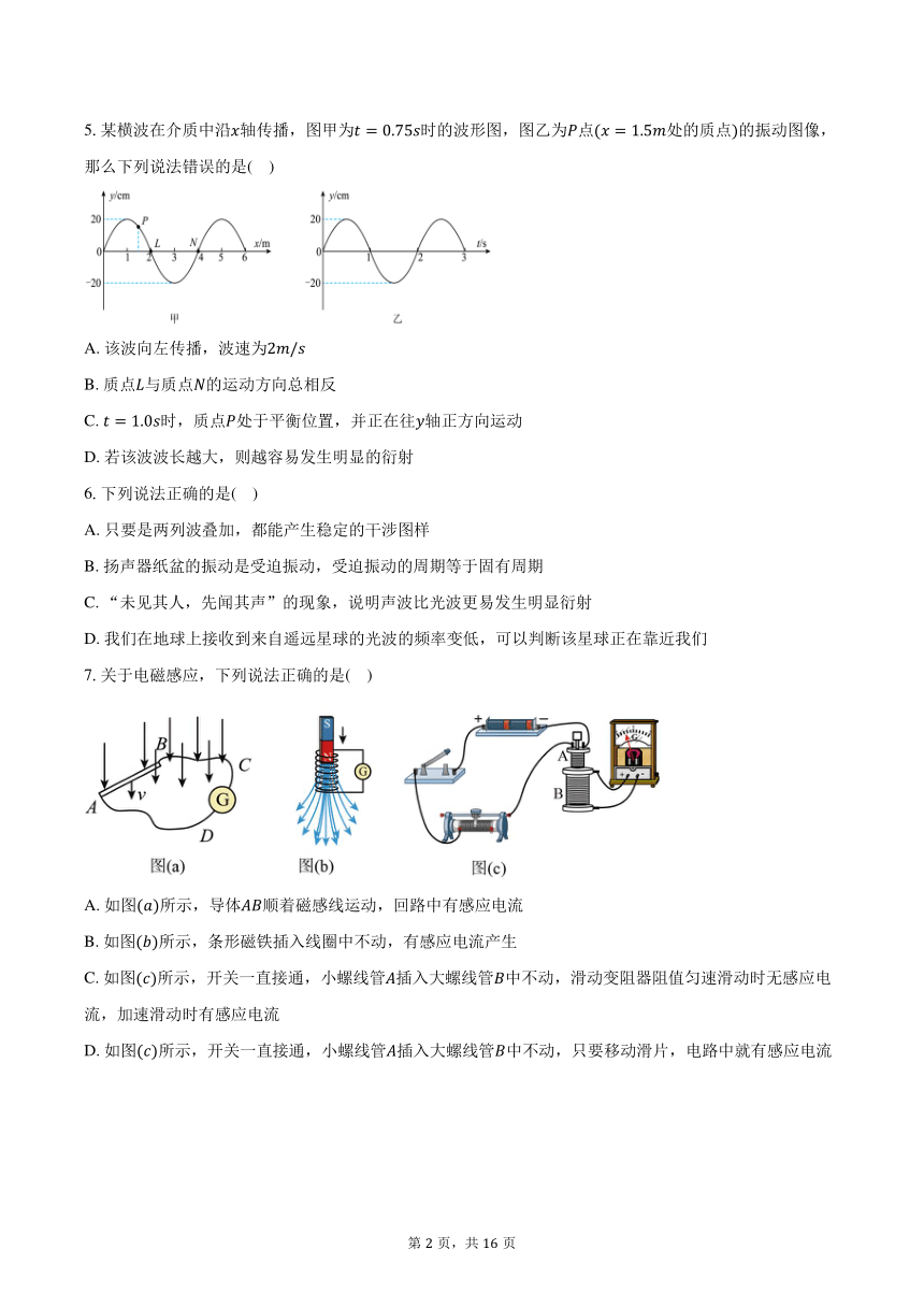 2023-2024学年湖北省武汉市武汉榕霖文化艺术学院高二（上）月考物理试卷（12月）（含解析）