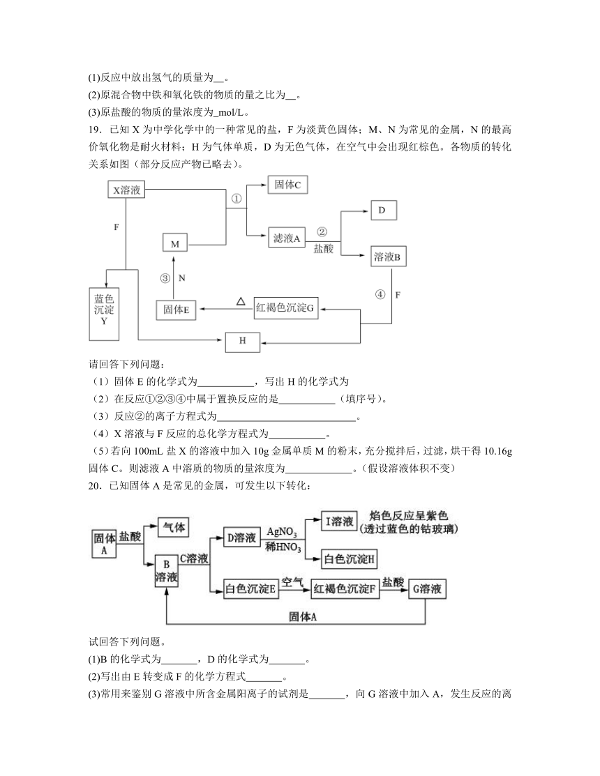 第三章 铁 金属材料 （含解析）测试题 2023-2024学年高一上学期化学人教版（2019）必修第一册