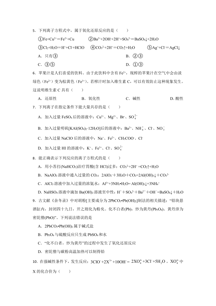 第2章 元素与物质世界 跟踪练习（含解析）2023-2024学年高一上学期化学鲁科版（2019）必修第一册