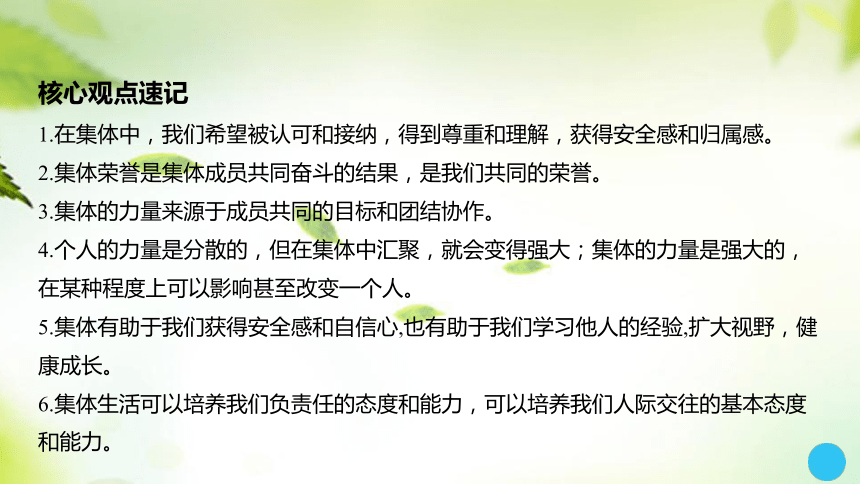 2024年中考道德与法治总复习课件(共33张PPT)考点七在集体中成长