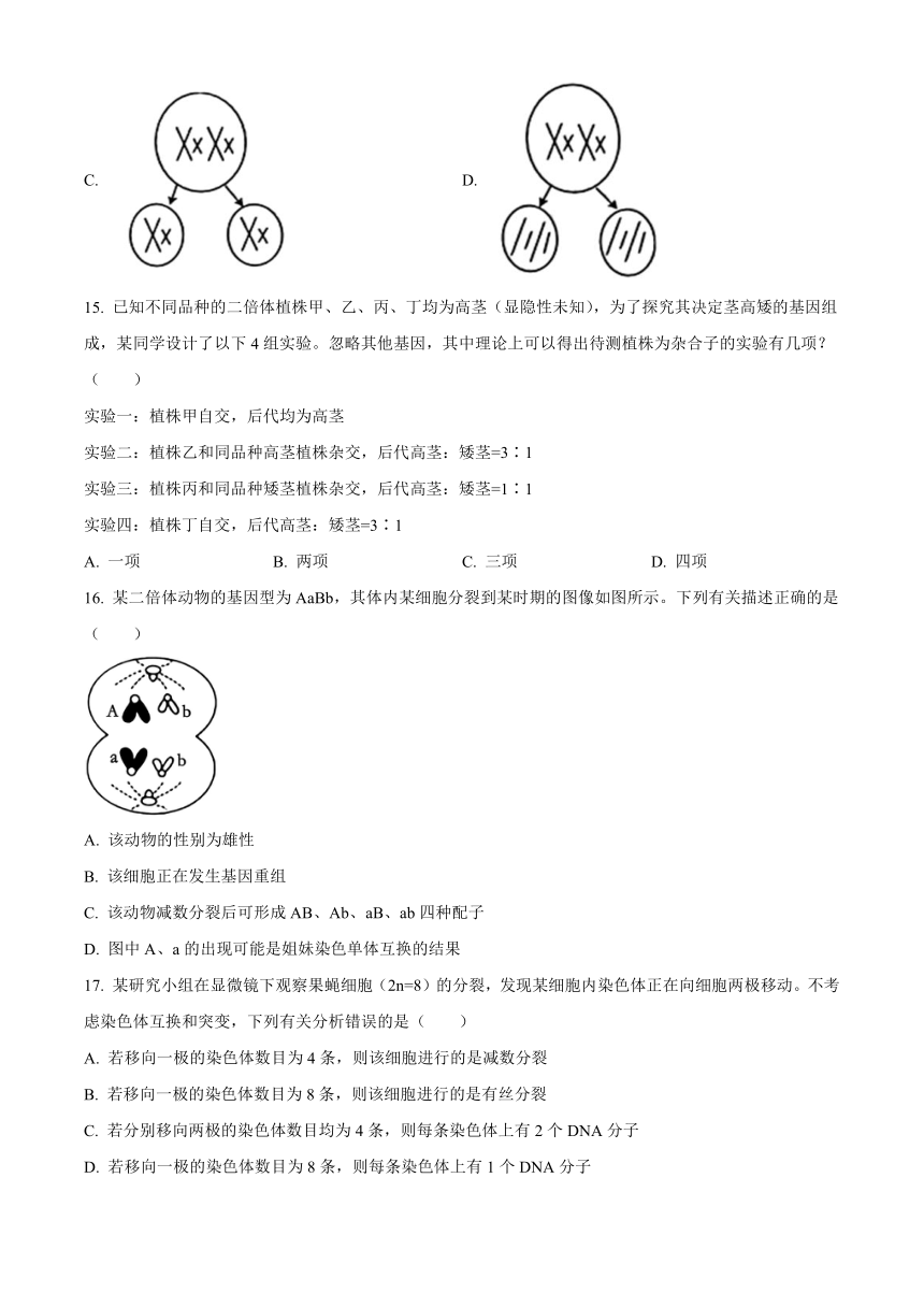 内蒙古部分名校2023-2024学年高三上学期期中联考试题生物（解析版）