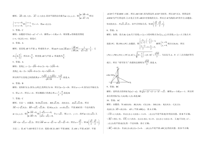 湖南省衡阳市衡阳县第四中学2023-2024学年高二上学期期中考试数学试卷（B卷）（含解析）