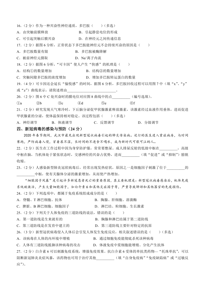 上海市东华致远2023-2024学年高二上学期期中教学评估生物学等级试题（含答案）