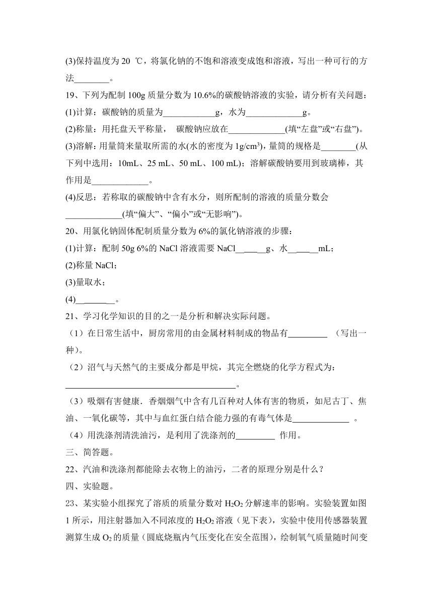 2023—2024学年人教化学九年级下册第9单元 溶液 达标题(含答案)