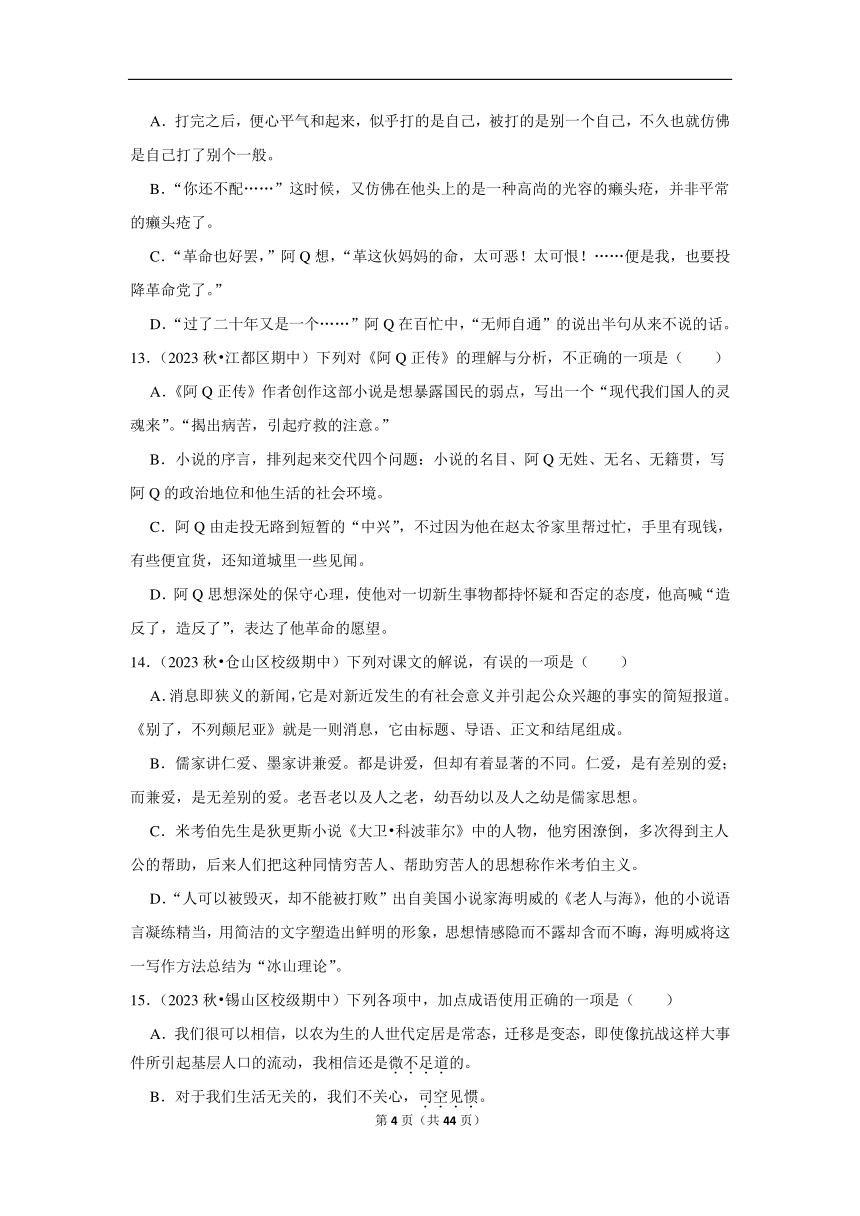 2024年高考语文复习新题速递之基础知识（含解析）