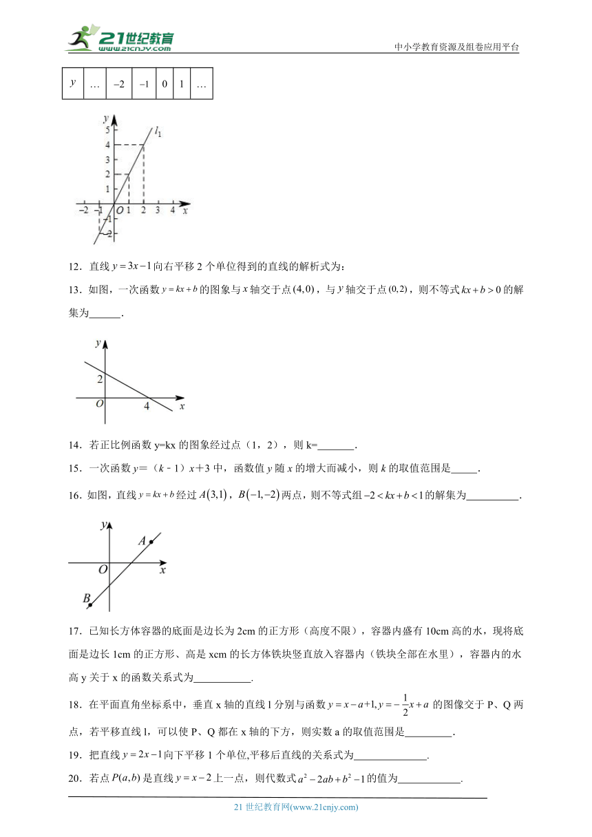 19.2 一次函数寒假预习作业 人教版数学八年级下册（含解析）