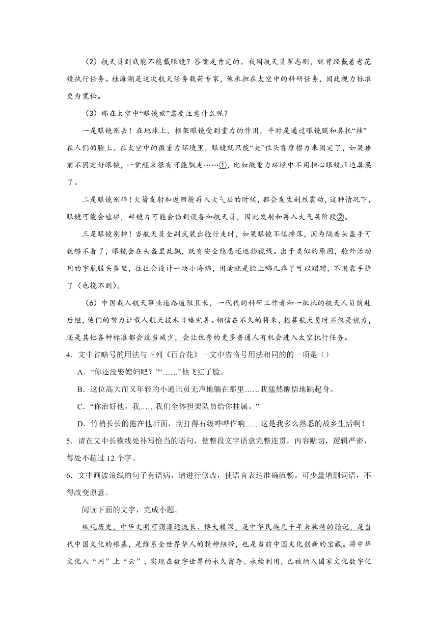 2024届高考语文复习：语用试题专练省略号用法(含解析)