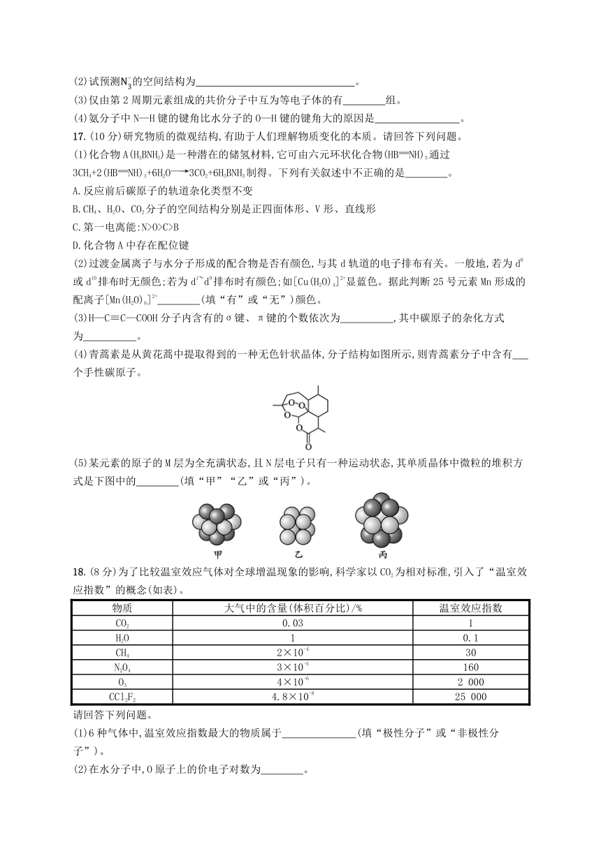 苏教版选择性必修2 2023-2024学年高中化学专题4分子空间结构与物质性质测评B卷（含解析）