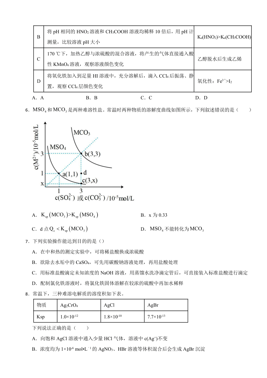 3.3 沉淀溶解平衡 同步测试题（含解析） 2023-2024学年高二上学期化学鲁科版（2019）选择性必修1