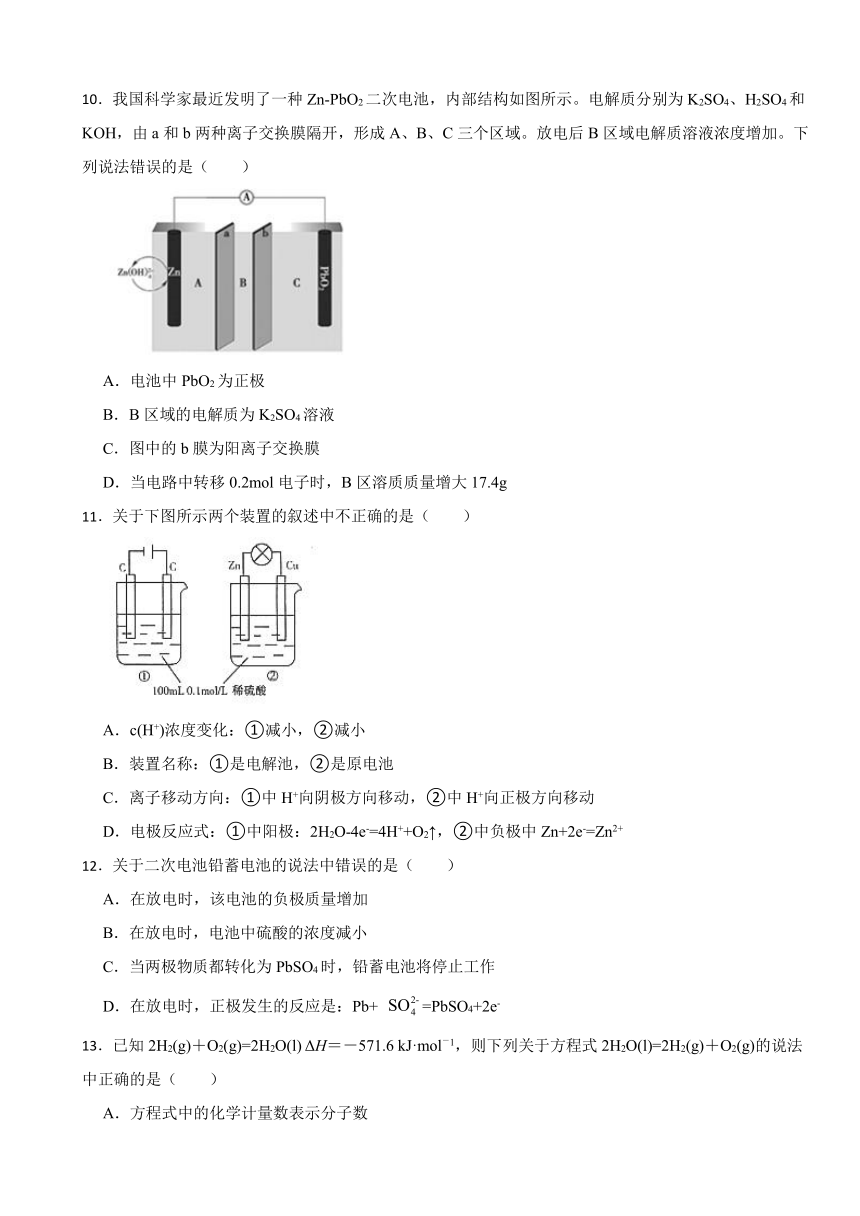 专题1 化学反应与能量 单元检测题（含解析） 2023-2024学年高二上学期化学苏教版（2019）选择性必修1