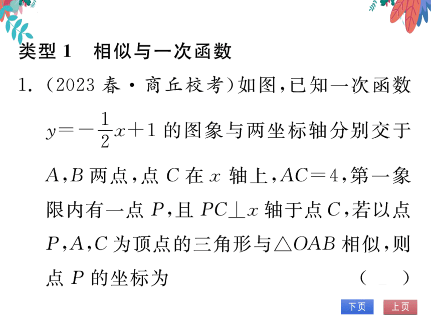 【同步精讲-习题课件】第27章《相似》专题训练（九） 相似与函数-人教版数学九下