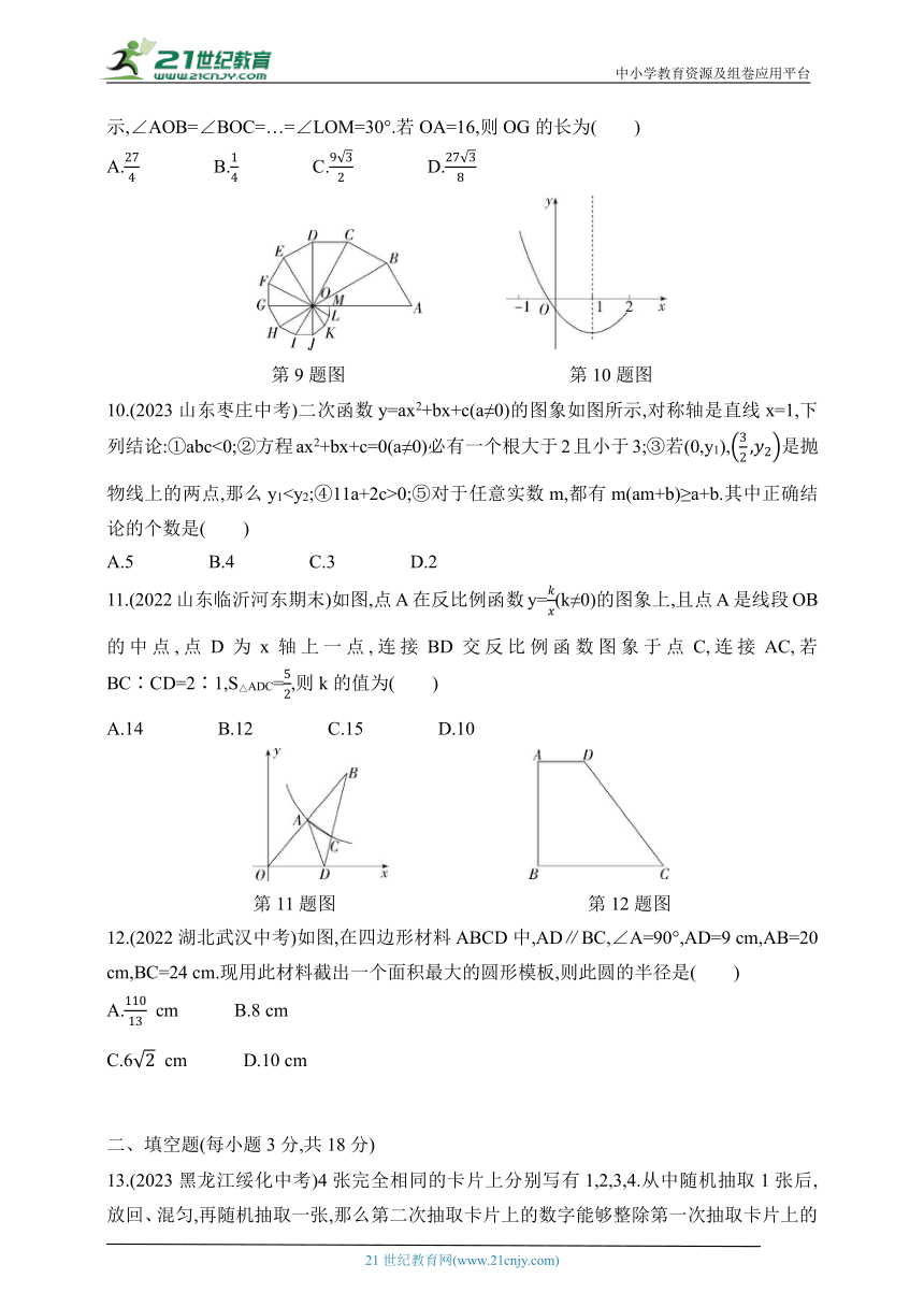 2024鲁教版五四制数学九年级下学期课时练--期末素养综合测试(二)（含解析）