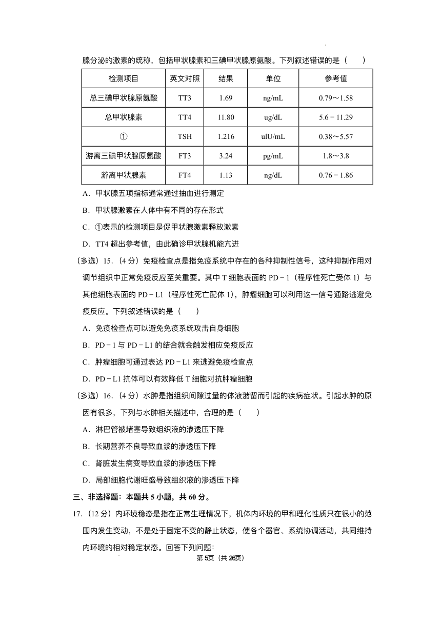 江西省鹰潭市2023-2024学年高二上学期11月期中生物试题(PDF版含解析)