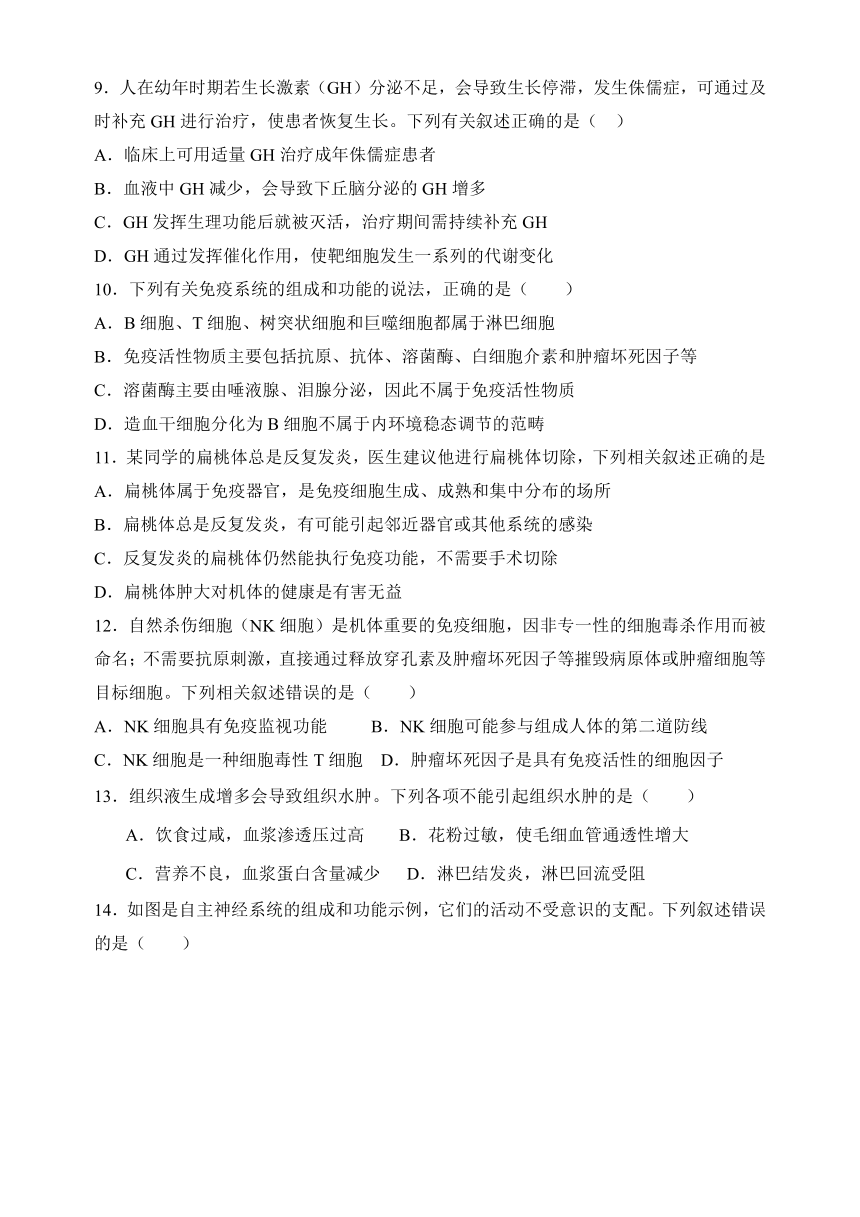 广东省肇庆市广宁县2023-2024学年高二上学期期中考试生物学试题（含答案）