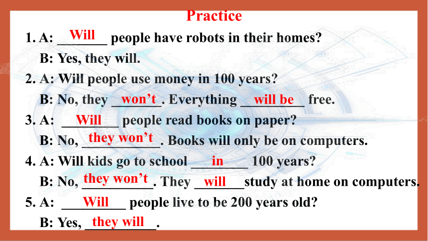 人教新目标版英语八年级上册Unit 7 Will people have robots? Section A 1a-1c 课件（共28张ppt,内嵌音频）