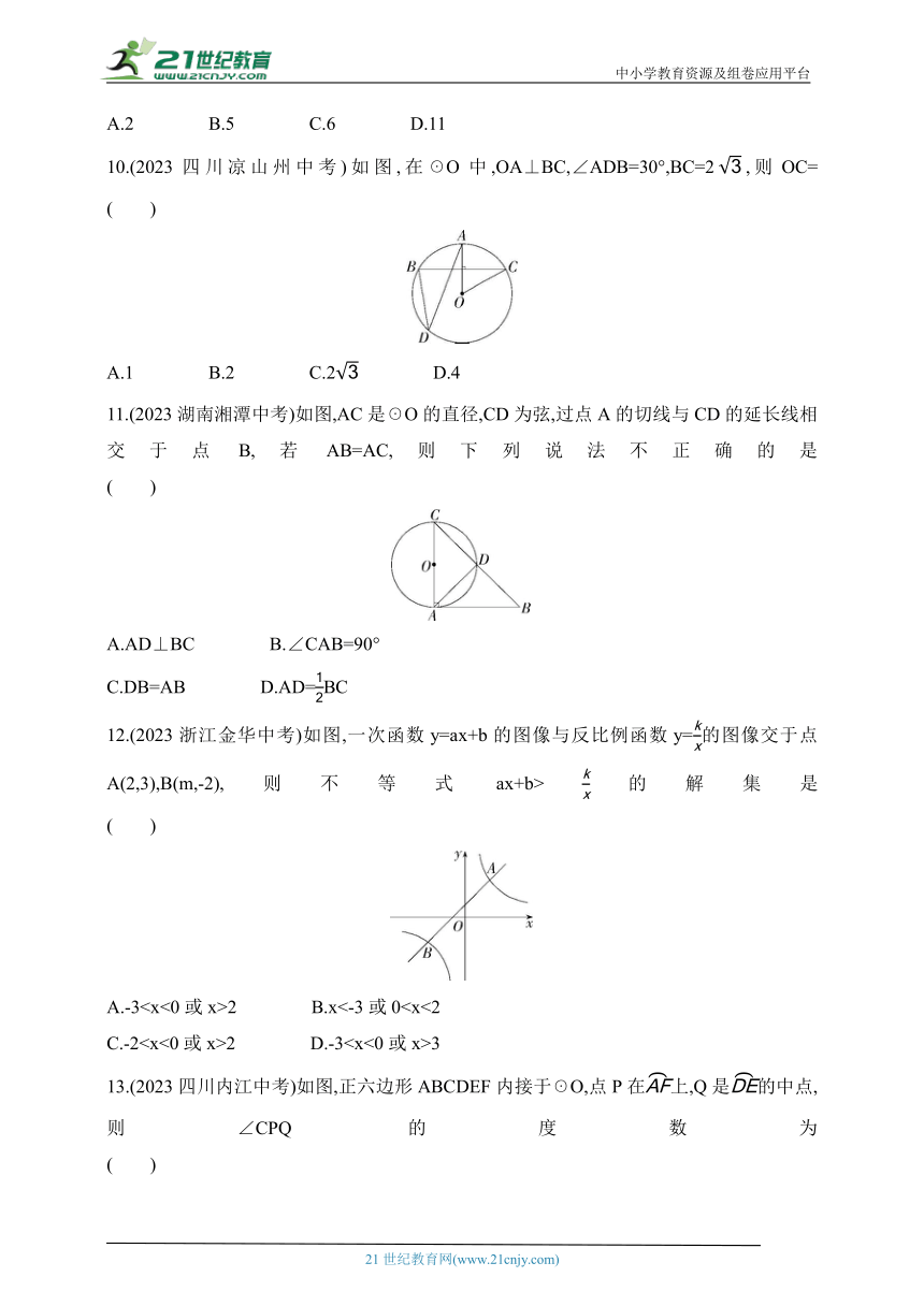 2024冀教版数学九年级下学期课时练--期末素养综合测试（二）（含解析）