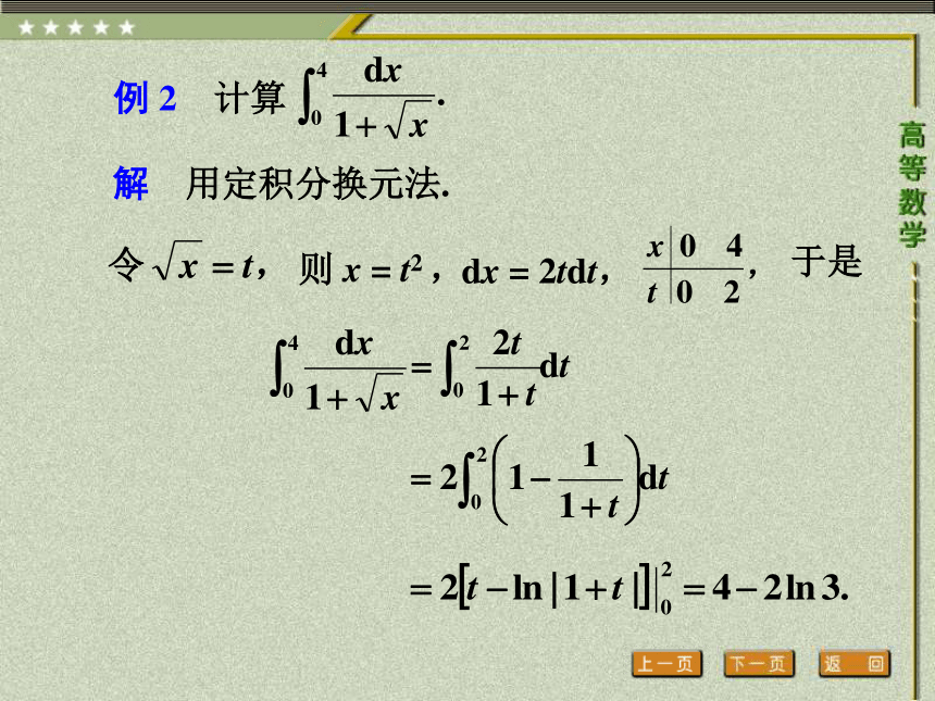 第五章 第三节 定积分的换元积分法与分部积分法 《高等数学（第三版）》（高教版） 课件（共21张PPT）