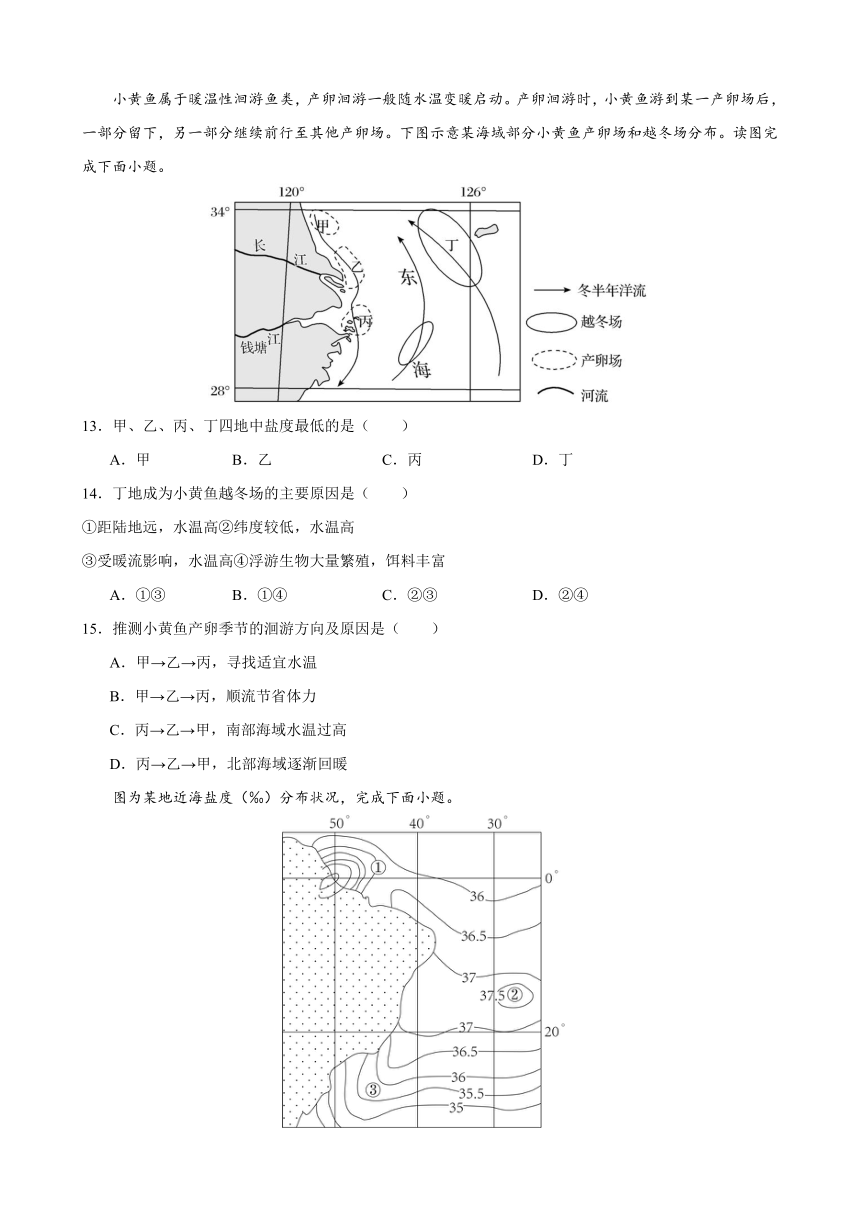 福建省泉州市泉港区2023-2024学年高一上学期12月月考地理试题（解析版）