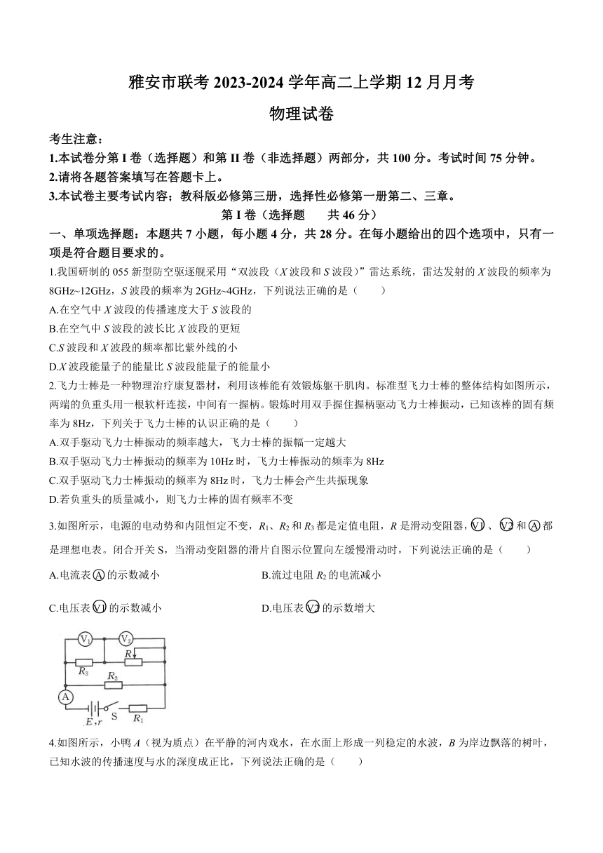 四川省雅安市联考2023-2024学年高二上学期12月月考物理试题（含解析）