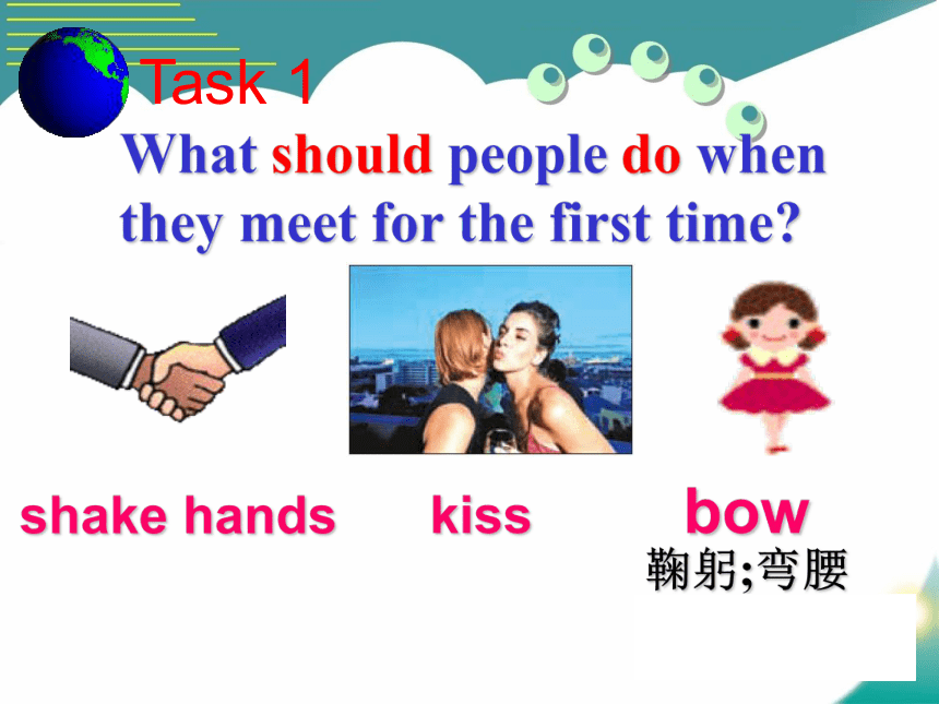 Unit 10 You’re supposed to shake hands.Section A Period 1 (1a — 2d) 课件(共41张PPT 无素材)