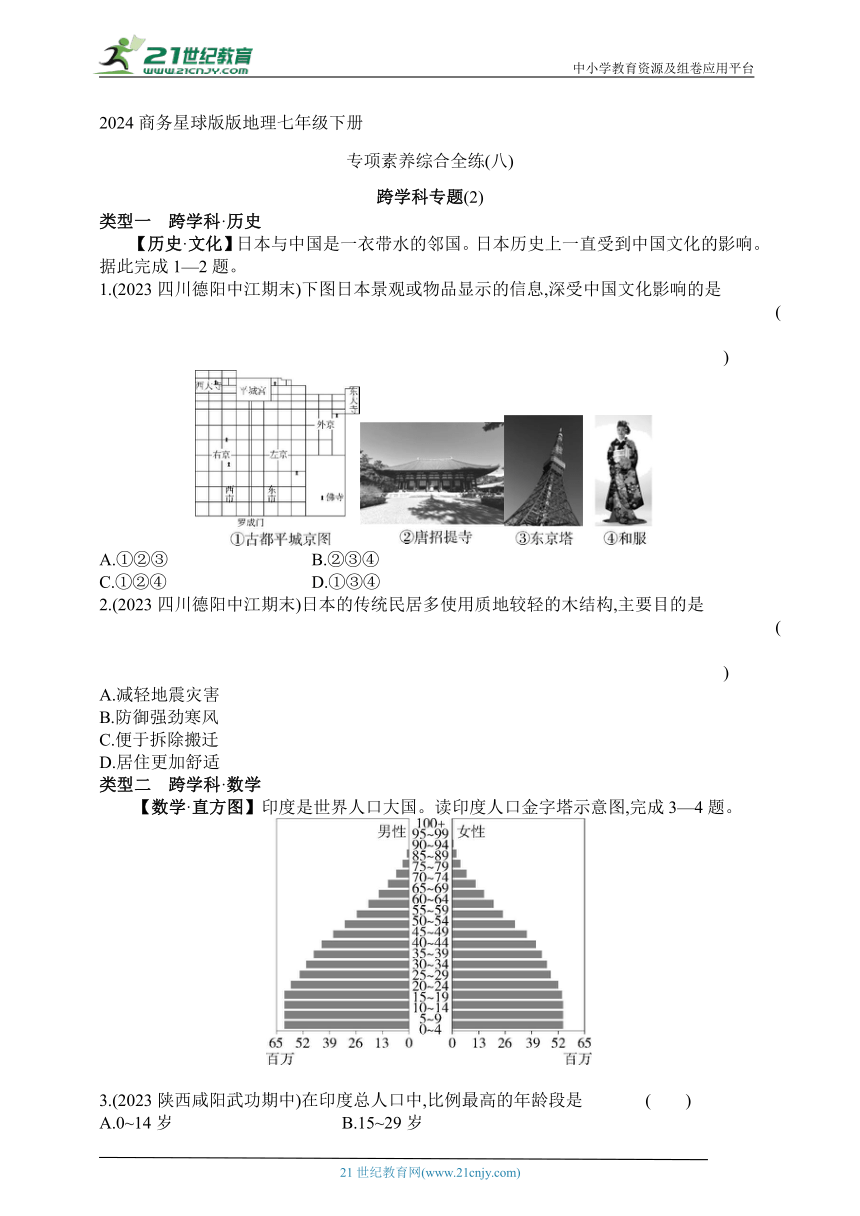 七年级下册--专项素养综合检测（八）跨学科专题(2)（含解析）