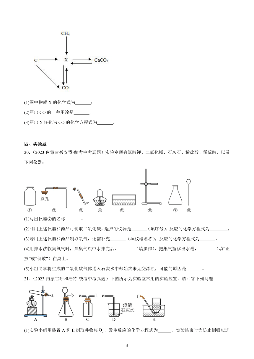 第六单元 碳和碳的氧化物 综合复习题（含解析） （内蒙古地区适用）2023－2024学年人教版化学九年级上册