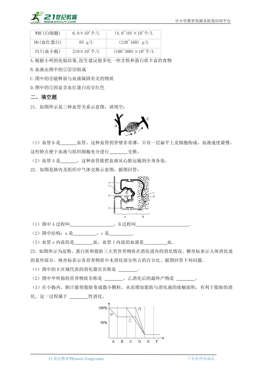 2024华师大版科学八上期末冲刺系列之第五章人体物质和能量转化（含答案）