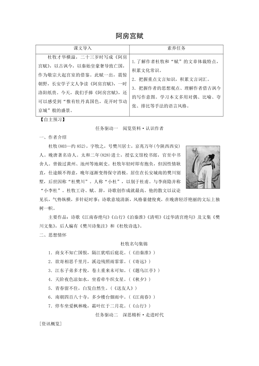 16-1《阿房宫赋》学案（含答案）统编版高中语文必修下册