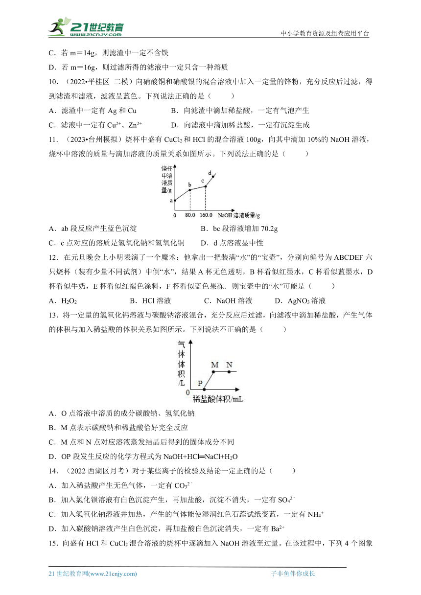 2024中考冲刺之物质推断、除杂、离子共存等专题（含答案）