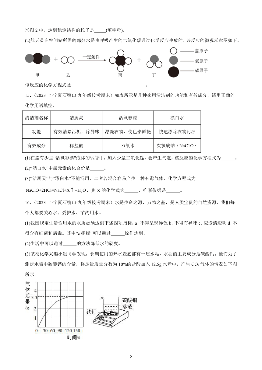 2023-2024学年人教版化学九年级上册单元综合复习题——第五单元：化学方程式（含解析）（宁夏地区适用）