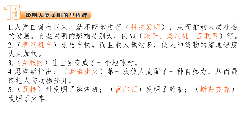 苏教版（2017版）六年级科学上册《第5单元科技改变生活》期末知识点回顾 课件（23张PPT）