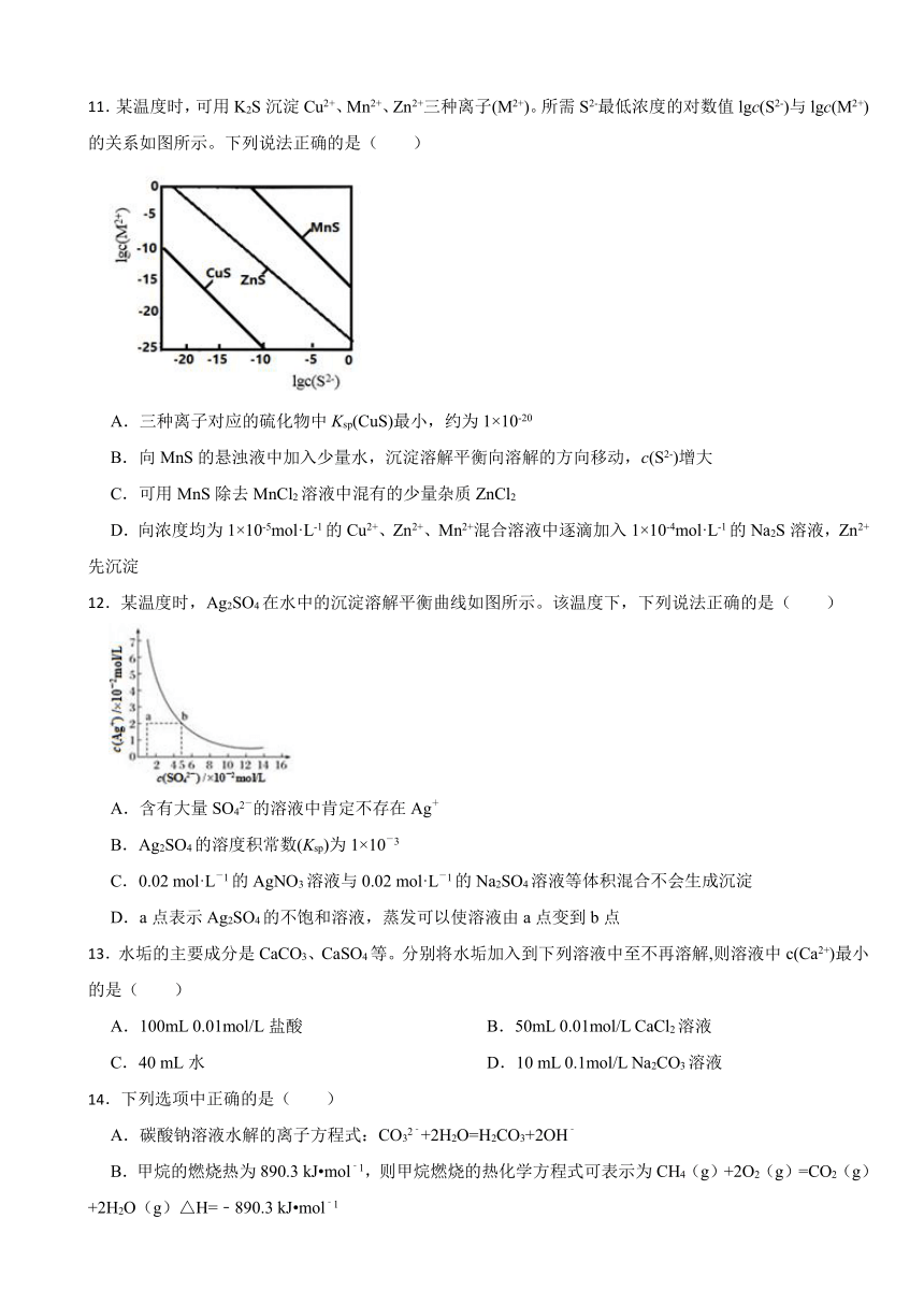 3.3 沉淀溶解平衡 同步测试题（含解析） 2023-2024学年高二上学期化学鲁科版（2019）选择性必修1