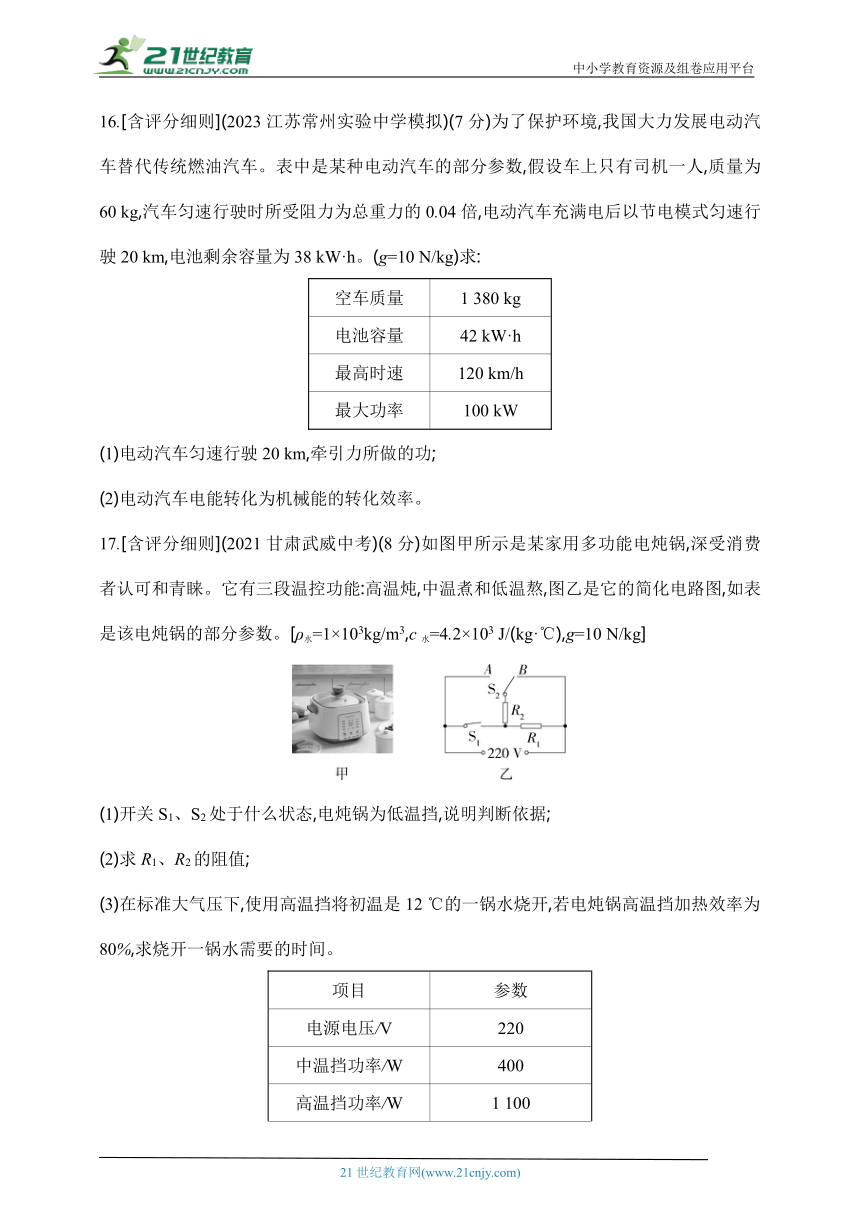 2024教科版物理九年级下学期课时练--期末素养综合测试（一）（有解析）