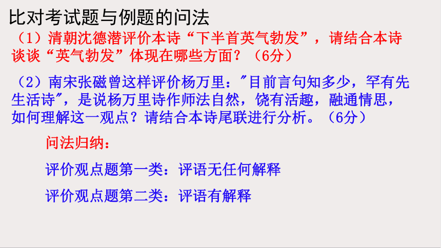 2024届高考语文复习：诗歌鉴赏之评价观点类题型探究 课件(共28张PPT)