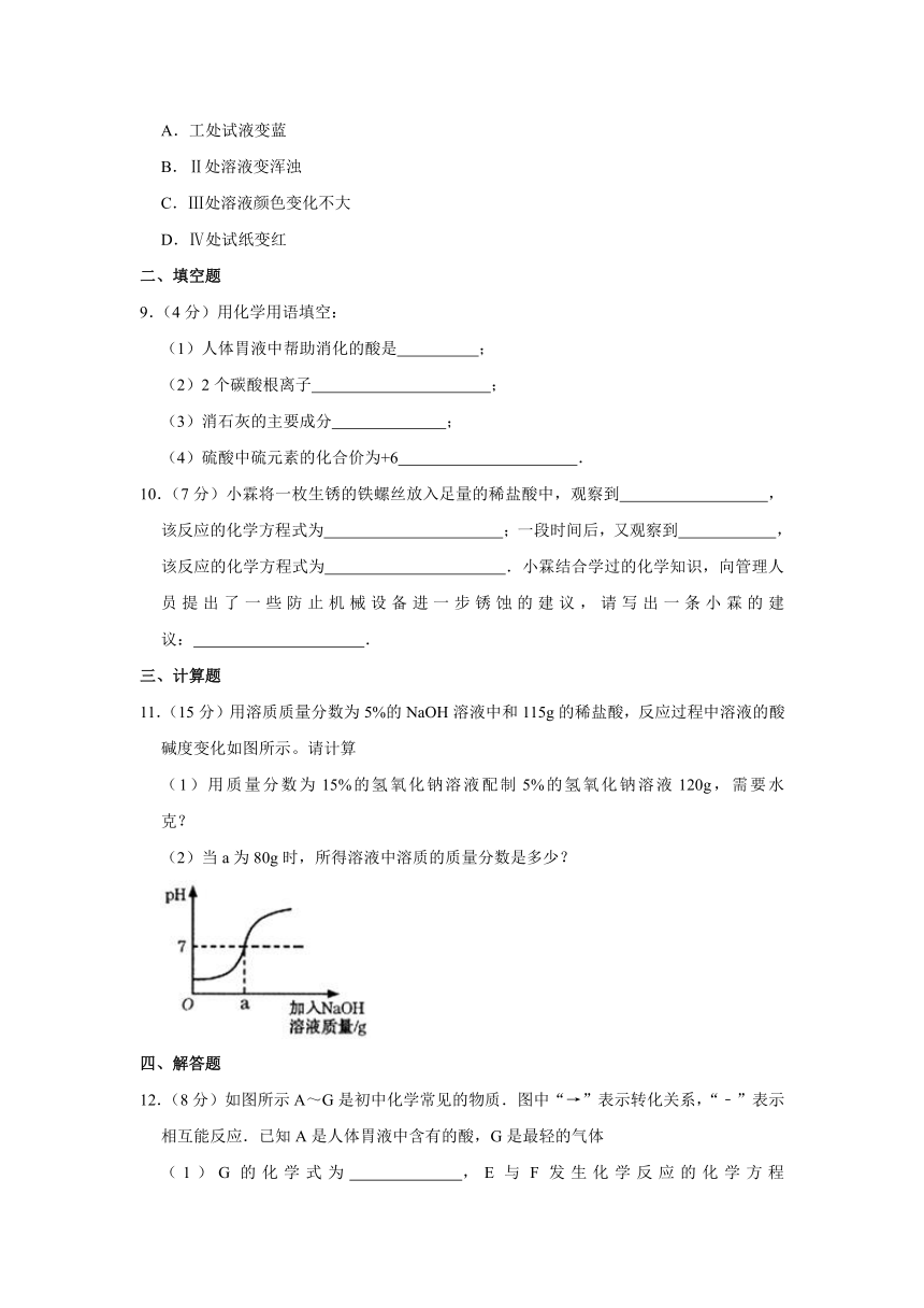 人教新版九年级下册 第十单元 酸和碱 2023年单元测试卷（A）（含解析)