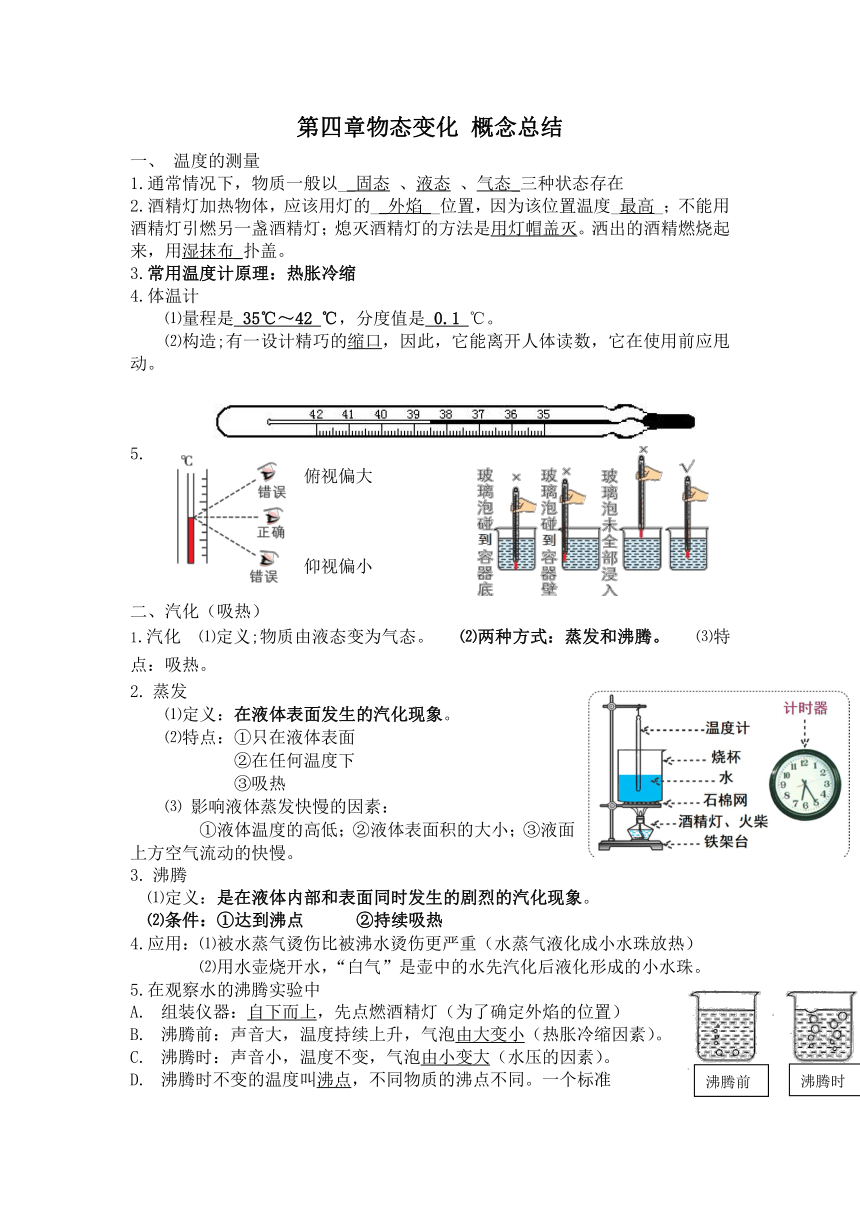 2023-2024学年沪粤版物理八年级上册第四章 物质的形态及其变化 概念总结（素材）