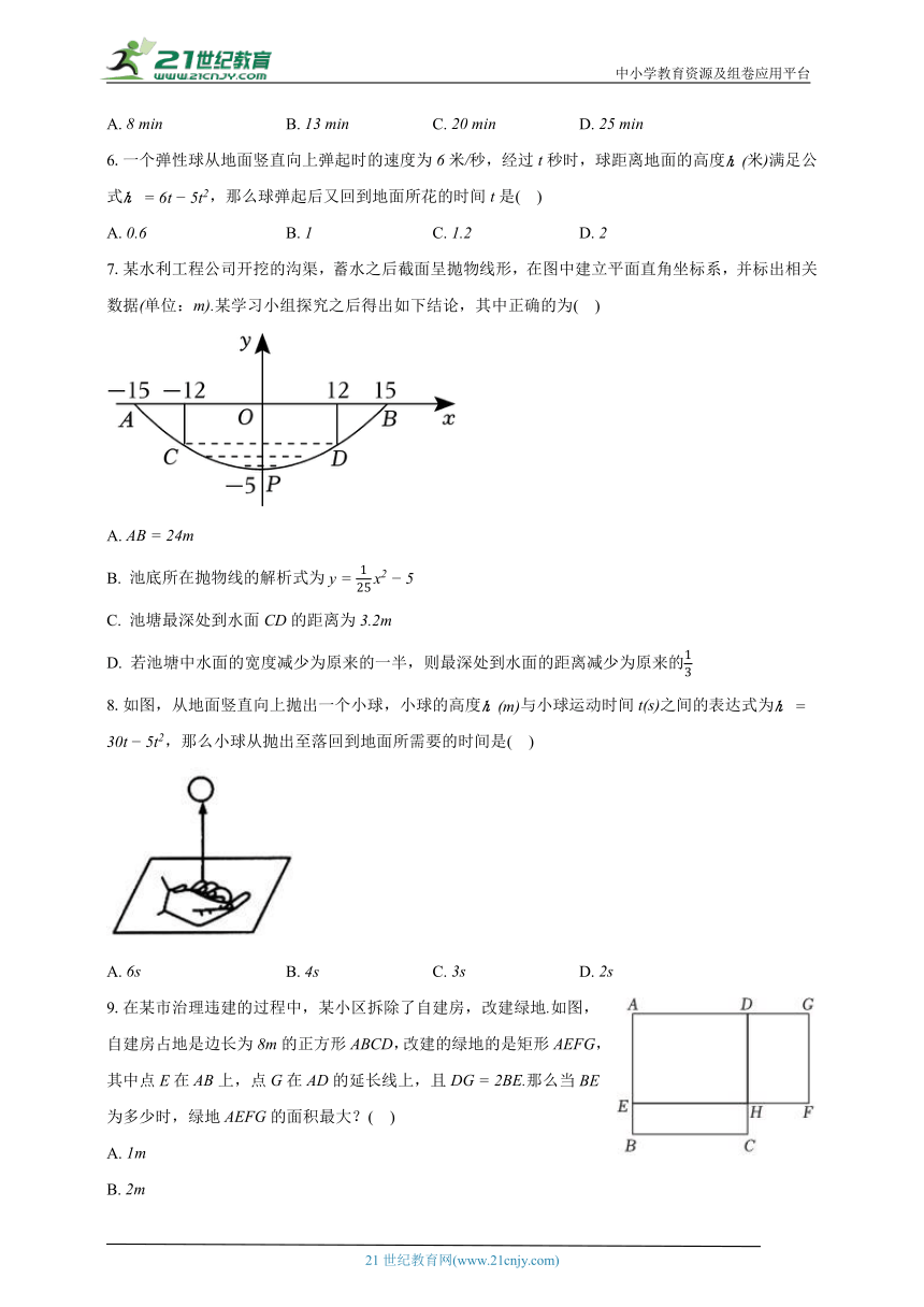 5.5用二次函数解决问题 苏科版初中数学九年级下册同步练习（含解析）