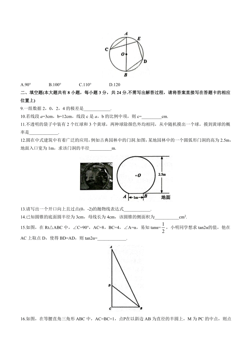 江苏省盐城市东台市2023-2024学年上学期九年级期末数学试题（含答案及评分标准）