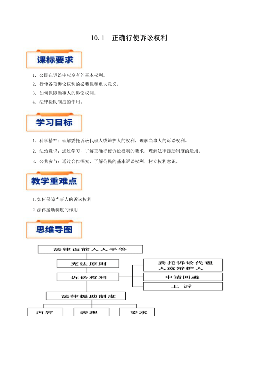 10.1正确行使诉讼权利 学案（含解析） 统编版选择性必修2